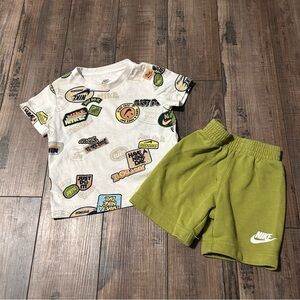 New Nike Logo T-Shirt And Shorts Set Green Boys 2T FLAWS